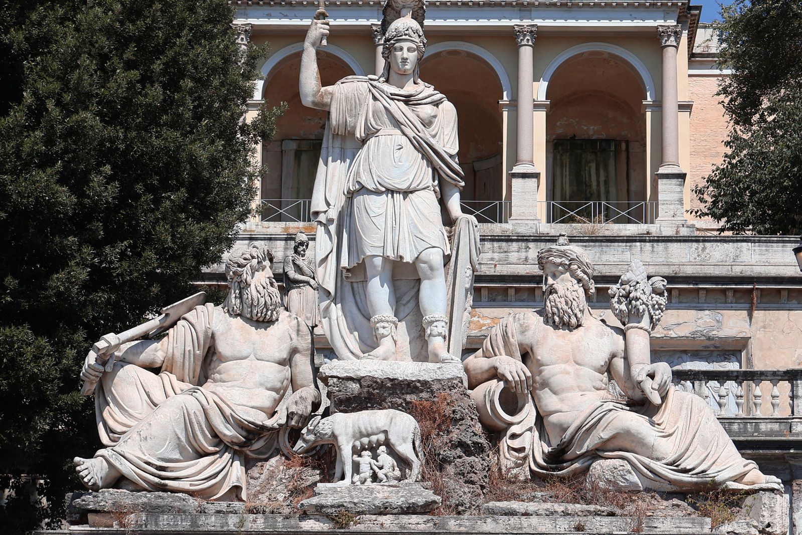 Beautiful architectural sculpture at Villa Borghese, Rome, showcasing Roman artistry and historical significance.